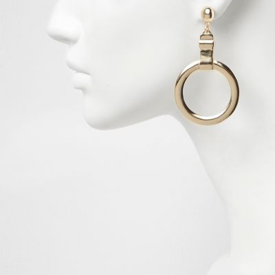Gold tone circle drop earrings
